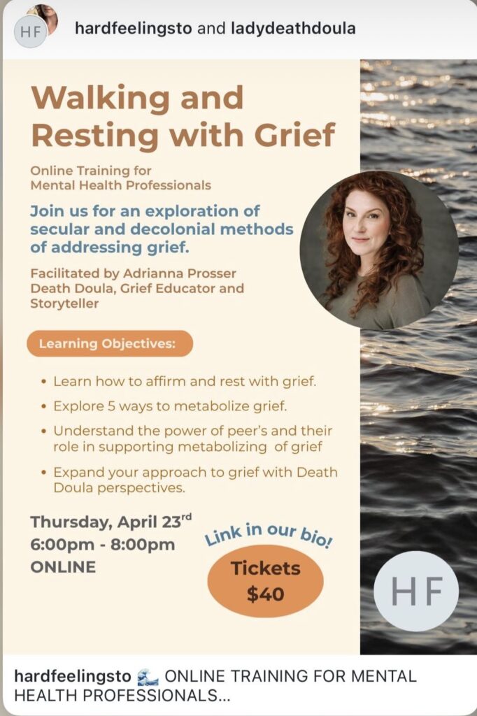 Walking and resting with grief promo social media poster by Hard Feelings